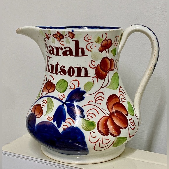c. 1840 Unrecorded Gaudy Welsh Marriage Jug Inscribed "John & Sarah Kitson" - Picture 5 of 16